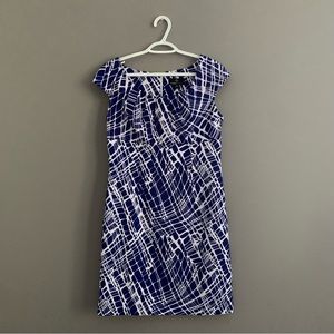 Ronni Nicole Size 10 Blue and White Patterned Dress